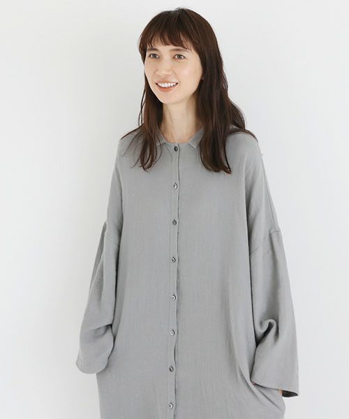 Mochi / home&miles.モチ / ホーム＆マイルズ.cotton linen long shirt [grey]