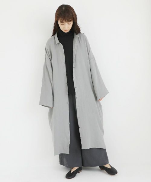 Mochi / home&miles.モチ / ホーム＆マイルズ.cotton linen long shirt [grey]