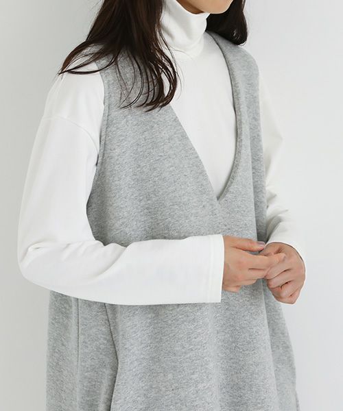 Mochi / home&miles.モチ / ホーム＆マイルズ.v-neck one piece [top grey merange]