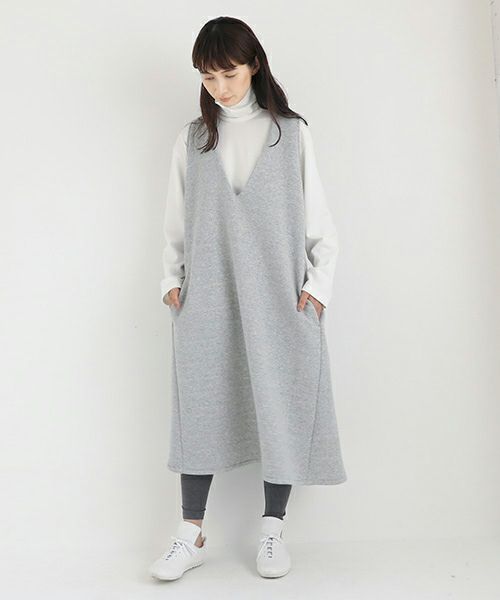 Mochi / home&miles.モチ / ホーム＆マイルズ.v-neck one piece [top grey merange]