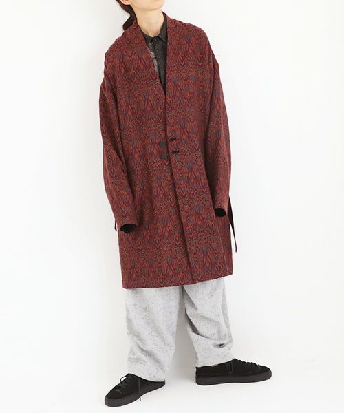 YANTOR ヤントル.Pappu Persian Hand-Jacquard Gown Coat[Y204CO04/ASID RED]:i