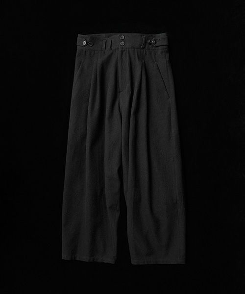 YANTOR ヤントル Stone Nep 2tuck Wide Pants[Y204PT02/BLACK]