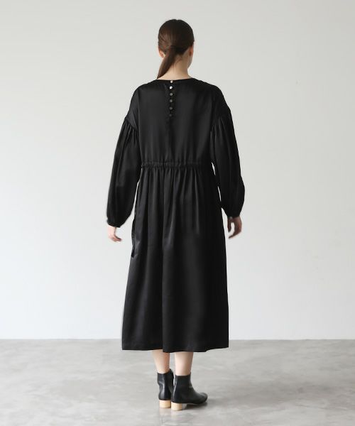 Mochi モチ silk cotton gather dress [mochi-d-02/black]
