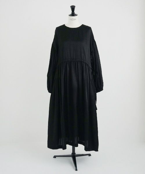 Mochi / DRESSING , silk cotton gather dress [black]