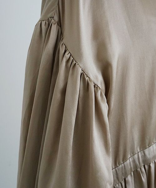 Mochi / DRESSING , silk cotton gather dress [brown beige]