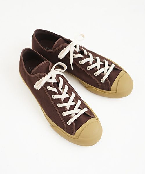 STUDIONICHOLSON MERINO SN-608 COTTON CANVAS SHOES - VOLCANISED SOLE CANVAS SHOES[CHOCOLATE]