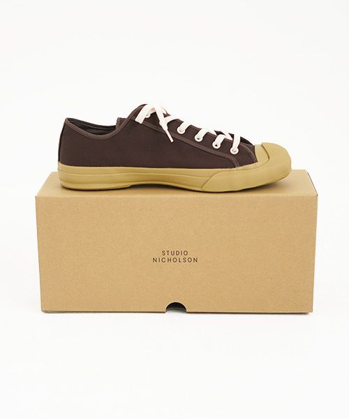 STUDIONICHOLSON.MERINO SN-608 COTTON CANVAS SHOES - VOLCANISED SOLE CANVAS SHOES[CHOCOLATE]