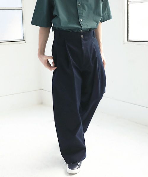 STUDIONICHOLSON スタジオニコルソン.VOLUME PLEAT PANTS[SNM-351/DARK NAVY]