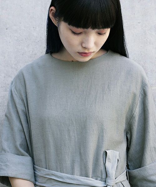 Mochi.モチ.belt dress [ms21-op-03/green grey/ｓa]