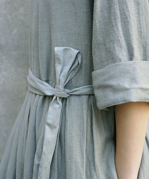 Mochi.モチ.belt dress [ms21-op-03/green grey/ｓa]