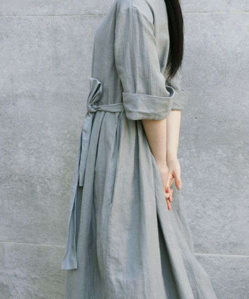 Mochi.モチ.belt dress [ms21-op-03/green grey/ｓa]
