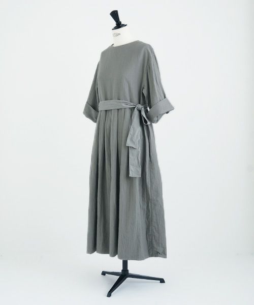 Mochi.モチ.belt dress [ms21-op-03/green grey/ｓa]