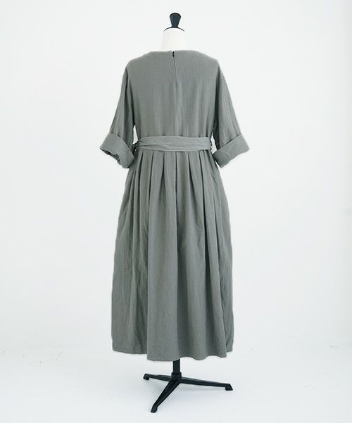 Mochi.モチ.belt dress [ms21-op-03/green grey/ｓa]