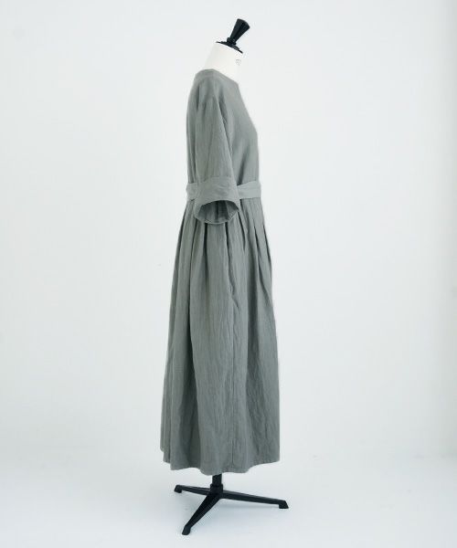 Mochi.モチ.belt dress [ms21-op-03/green grey/ｓa]