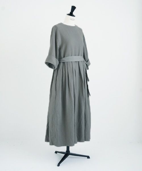 Mochi.モチ.belt dress [ms21-op-03/green grey/ｓa]