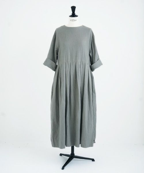 Mochi.モチ.belt dress [ms21-op-03/green grey/ｓa]