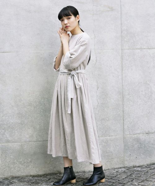 Mochi.モチ.belt dress [ms21-op-03/beige/sa]