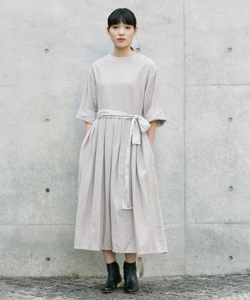 Mochi.モチ.belt dress [ms21-op-03/beige/sa]