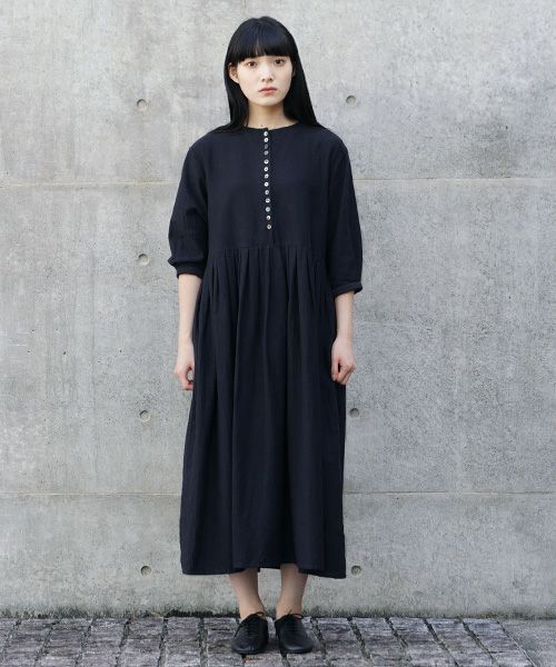 Mochi.モチ.button dress [ms21-op-04/sumi/・2]