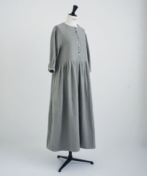 Mochi.モチ.button dress [ms21-op-04/green grey/sa]
