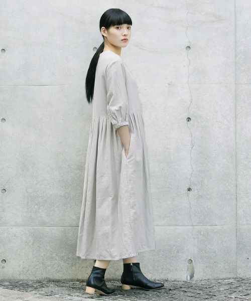 Mochi.モチ.button dress [ms21-op-04/beige]