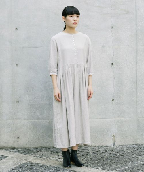 Mochi.モチ.button dress [ms21-op-04/beige]