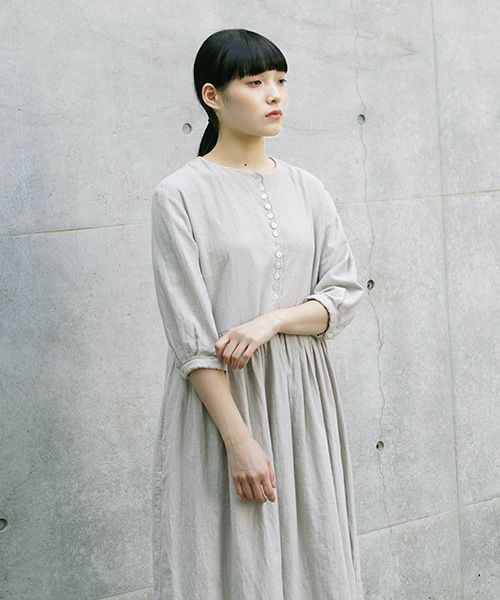 Mochi.モチ.button dress [ms21-op-04/beige]