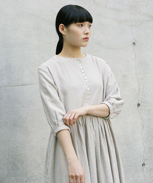 Mochi.モチ.button dress [ms21-op-04/beige]