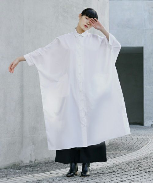 Mochi.モチ.supima cotton long shirt dress [ms21-op-05/white]
