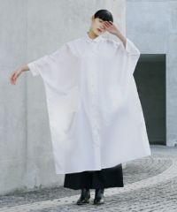 Mochi.モチ.supima cotton long shirt dress [ms21-op-05/white]
