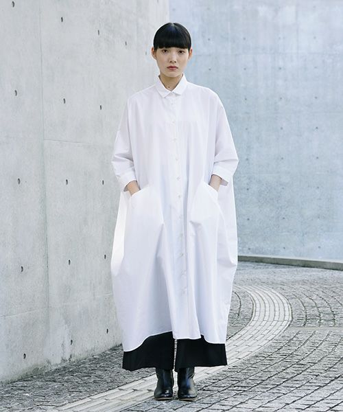 Mochi.モチ.supima cotton long shirt dress [ms21-op-05/white]
