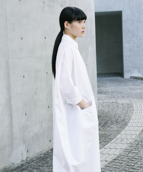 Mochi.モチ.supima cotton long shirt dress [ms21-op-05/white]