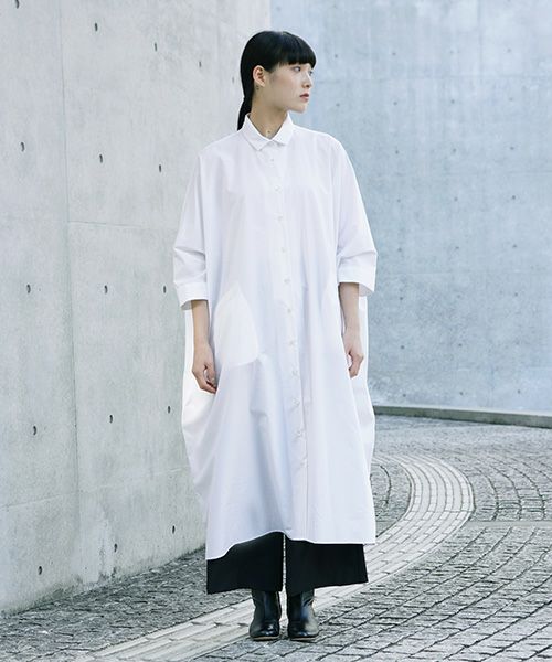 Mochi.モチ.supima cotton long shirt dress [ms21-op-05/white]