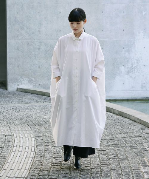 Mochi.モチ.supima cotton long shirt dress [ms21-op-05/white]