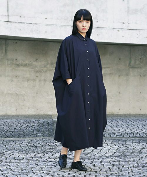 Mochi.モチ.supima cotton long shirt dress [ms21-op-05/navy]