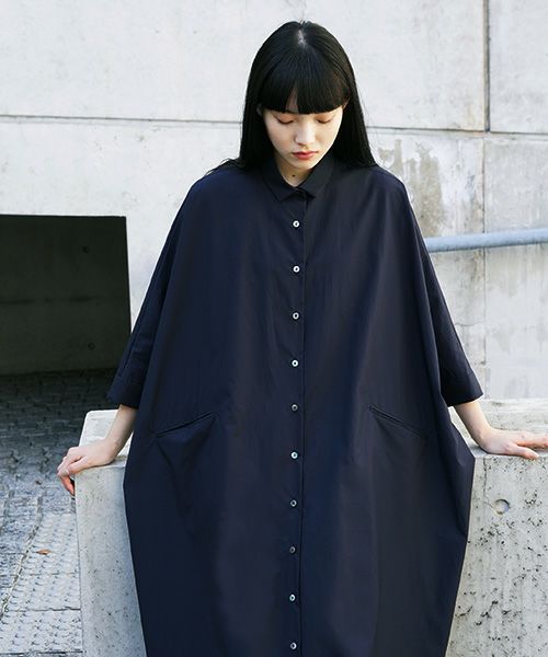 Mochi.モチ.supima cotton long shirt dress [ms21-op-05/navy]