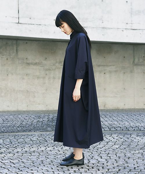 Mochi.モチ.supima cotton long shirt dress [ms21-op-05/navy]