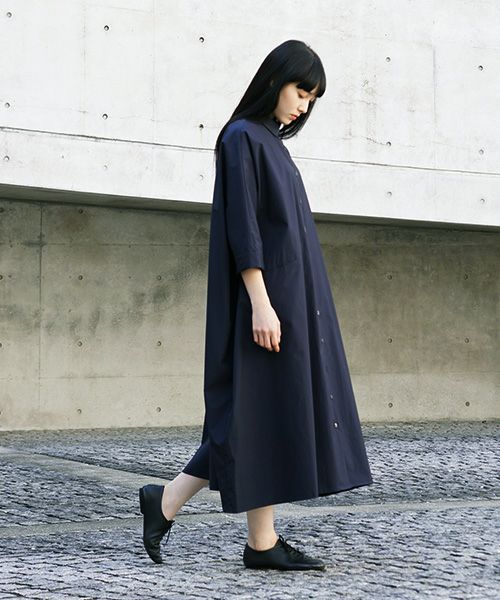 Mochi.モチ.supima cotton long shirt dress [ms21-op-05/navy]