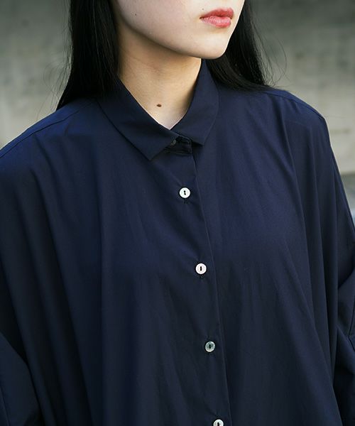 Mochi.モチ.supima cotton long shirt dress [ms21-op-05/navy]