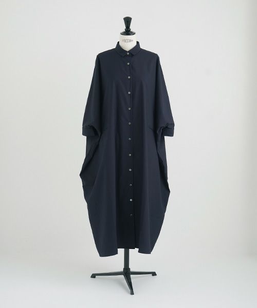 Mochi.モチ.supima cotton long shirt dress [ms21-op-05/navy]