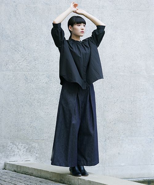Mochi.モチ.silk cotton denim wide pants.[ms21-p-02/indigo]