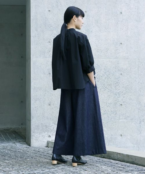 Mochi.モチ.silk cotton denim wide pants.[ms21-p-02/indigo]