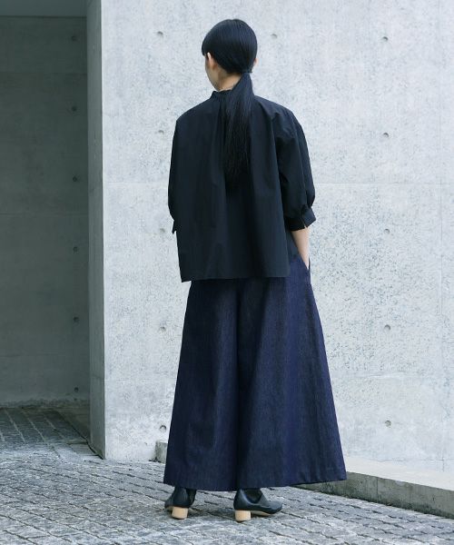 Mochi.モチ.silk cotton denim wide pants.[ms21-p-02/indigo]