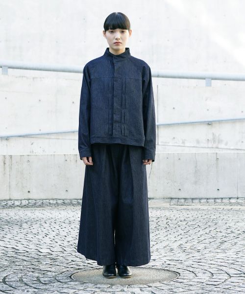 Mochi.モチ.silk cotton denim wide pants.[ms21-p-02/indigo]