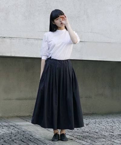 Mochi.モチ.tuck long skirt [ms21-sk-01/black]
