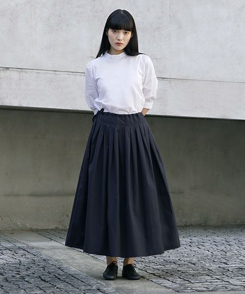 Mochi.モチ.tuck long skirt [ms21-sk-01/black]