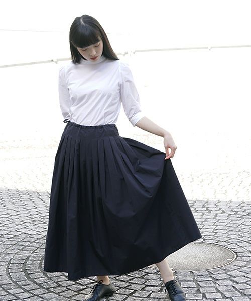 Mochi.モチ.tuck long skirt [ms21-sk-01/black]
