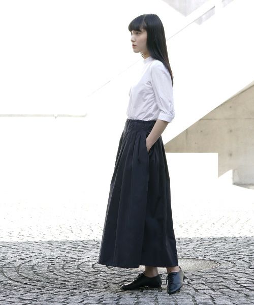 Mochi.モチ.tuck long skirt [ms21-sk-01/black]