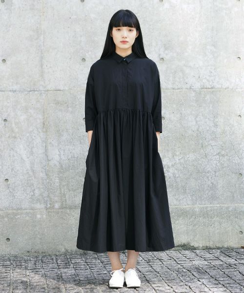 Mochi.モチ.shirt dress [ma-op-04/black/・1]