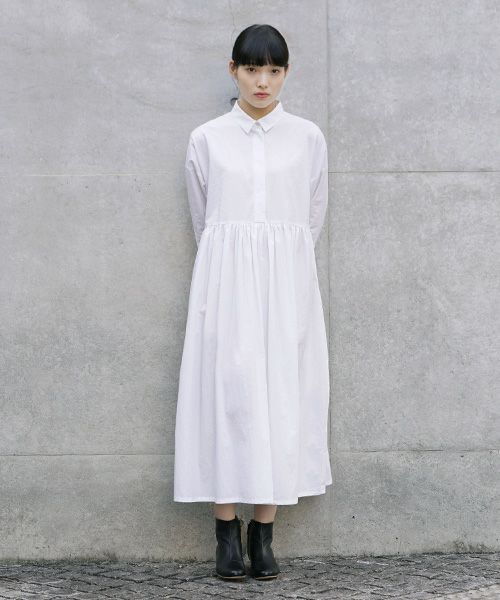 Mochi.モチ.shirt dress [ma-op-04/white/・1]